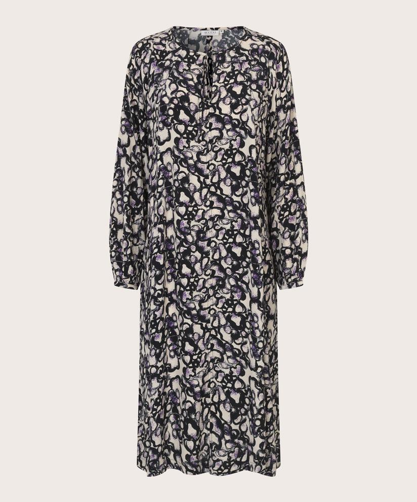 Bedrucktes Kleid mit Eingrifftaschen und Bändern, Meadow Violet