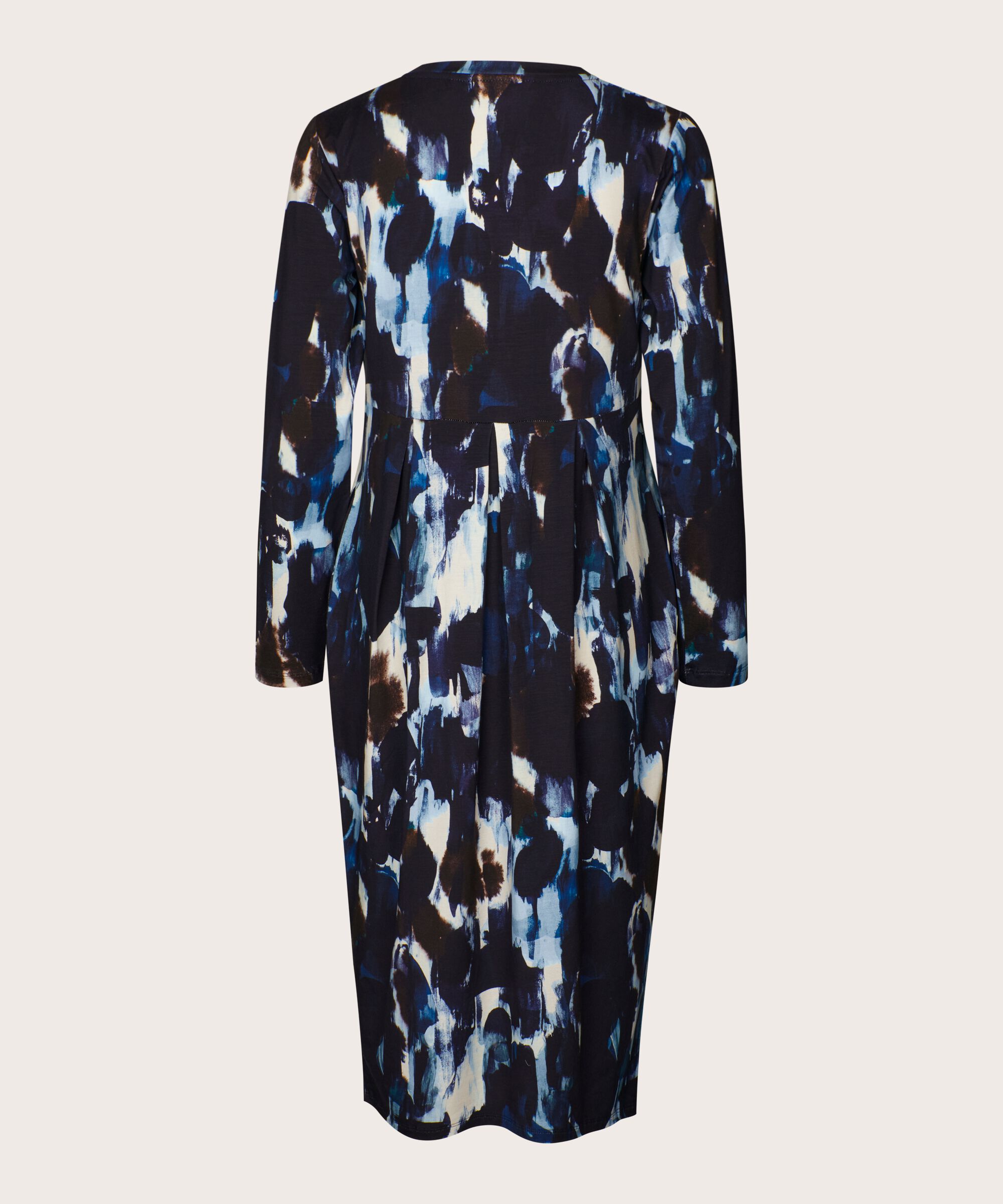 gemustertes Tulpenkleid mit langen Ärmeln, Maritime Blue