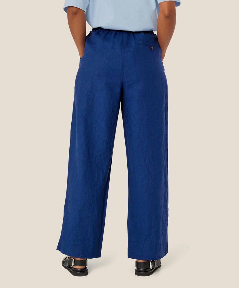 Leinenhose mit Gummizug hinten, Navy Peony