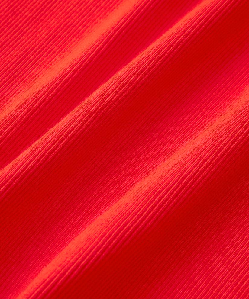 T-Shirt aus gerippter Baumwolle mit gewelltem Rand, Orange com
