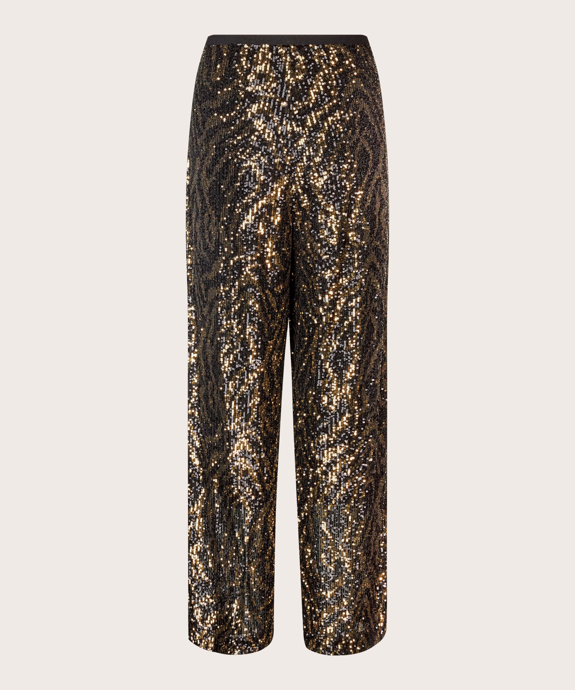 Paillettenhose mit Gummizug und verstecktem Reißverschluss, Black