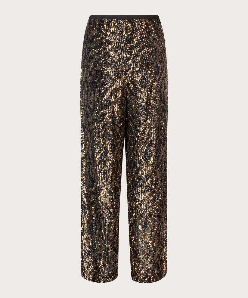Paillettenhose mit Gummizug und verstecktem Reißverschluss, Black
