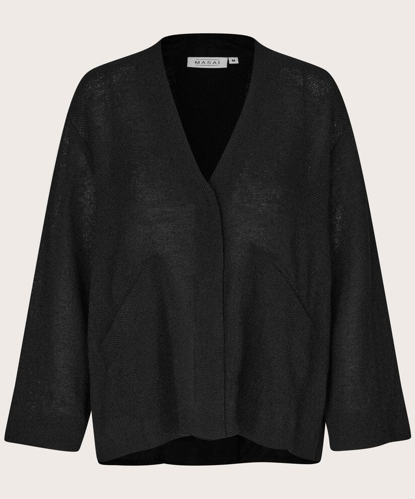 Bouclé-Jacke mit Taschen, Black