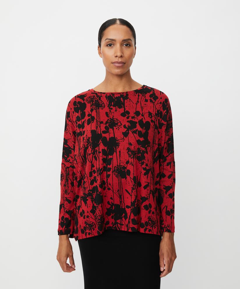 geblümtes Oversize-Top mit schmalen Ärmeln, Scarlet Sage
