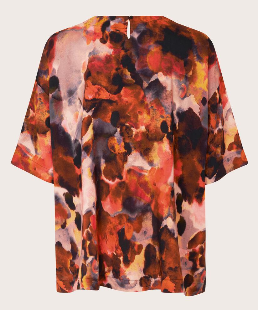 Viskosebluse mit 1/2 Ärmeln, Spicy Orange
