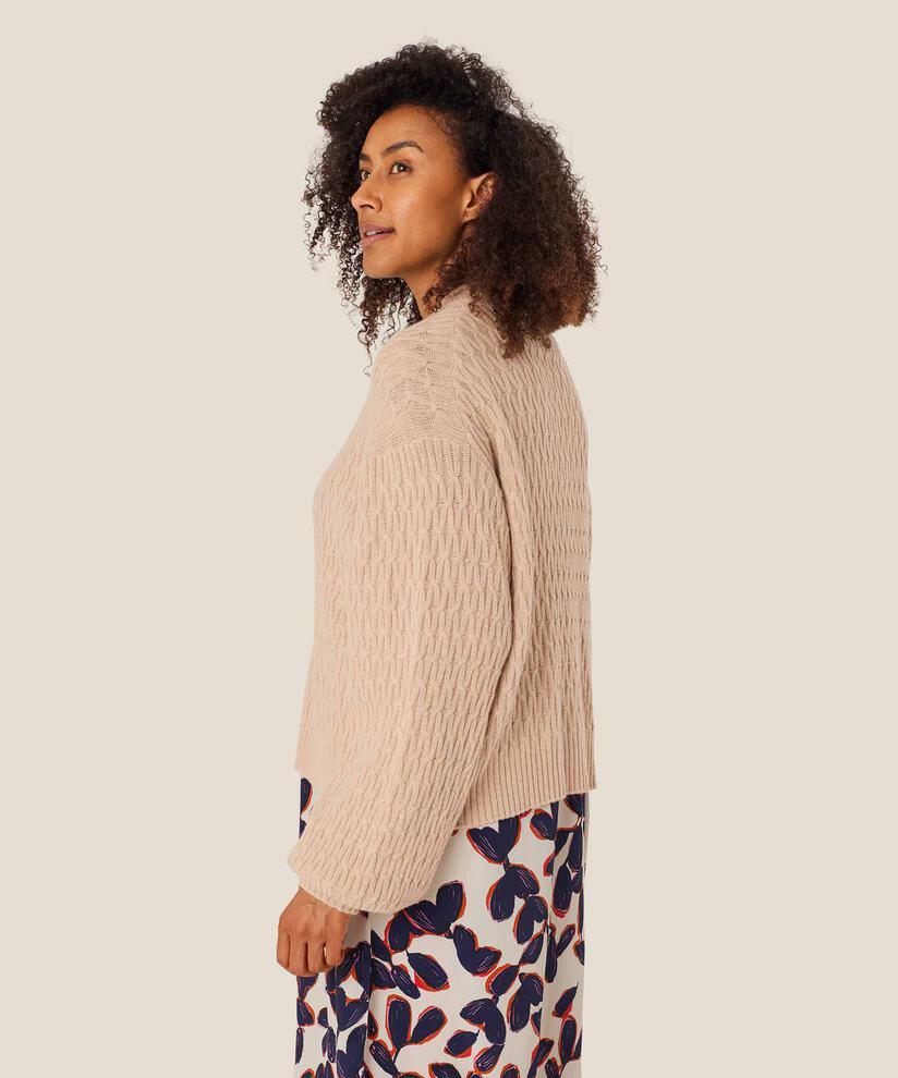 Strickjacke mit Reißverschluss aus Wollmischung, L beige mel