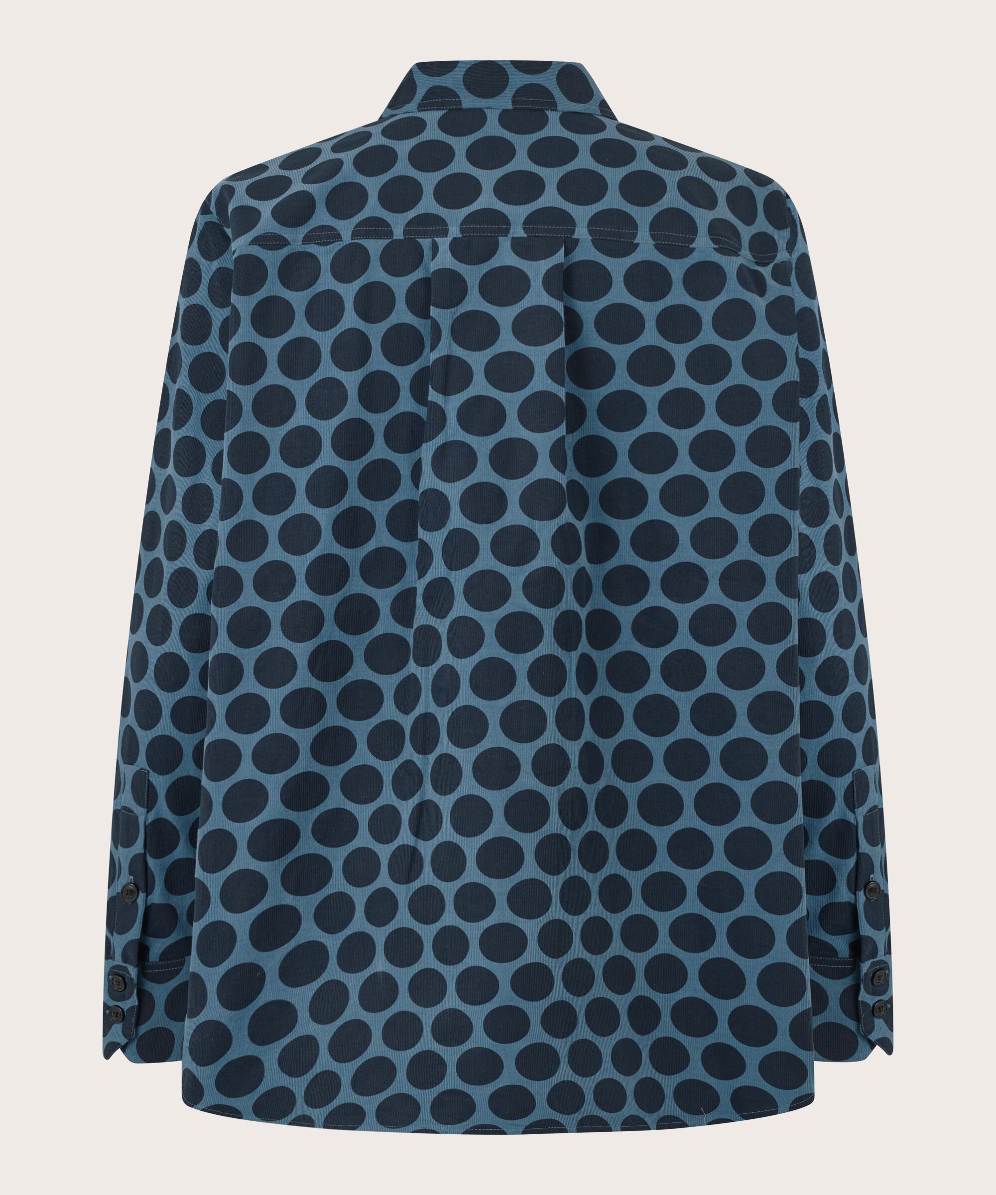 gepunktetes Samthemd mit Brusttasche, Navy Blazer