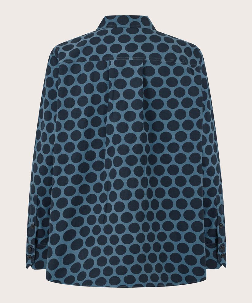 gepunktetes Samthemd mit Brusttasche, Navy Blazer