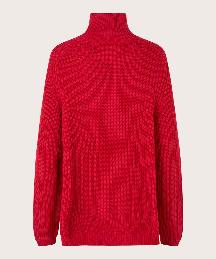 Baumwollstrickpullover mit Rollkragen, Scarlet Sage