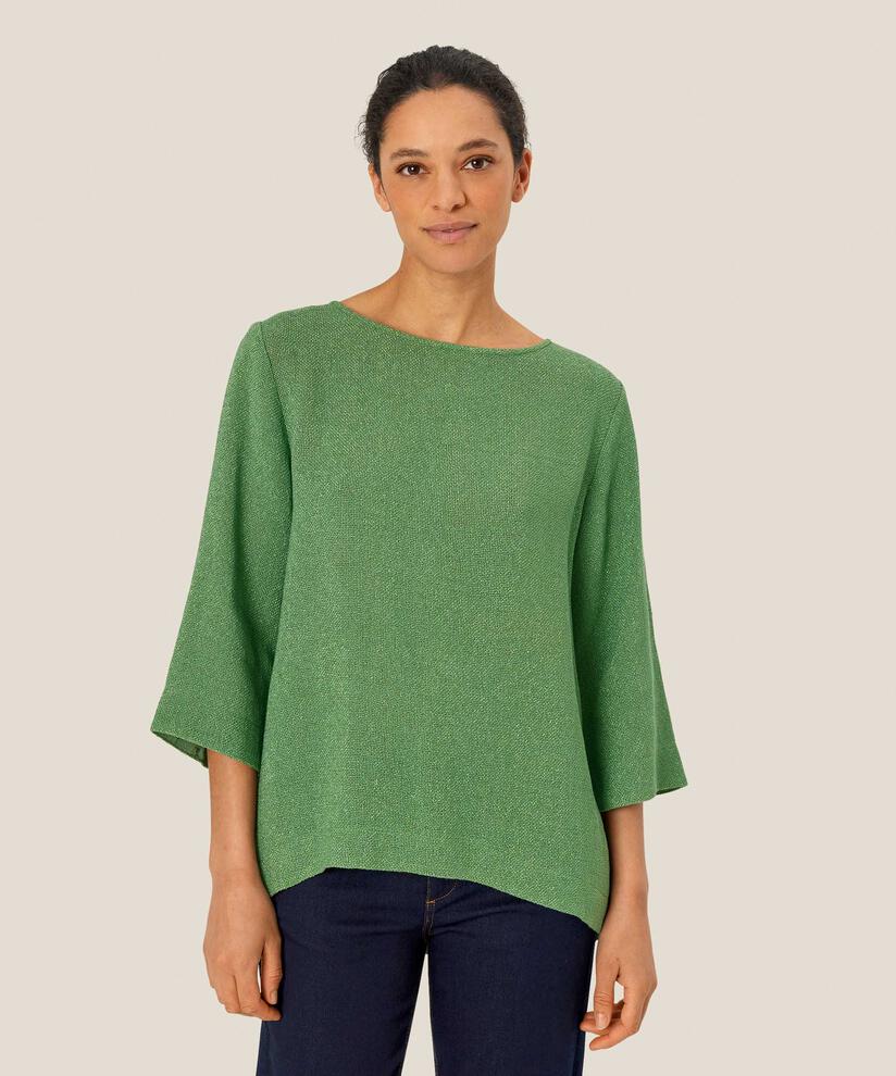 Bouclé-Bluse mit 3/4-Ärmeln, D. Grass Green