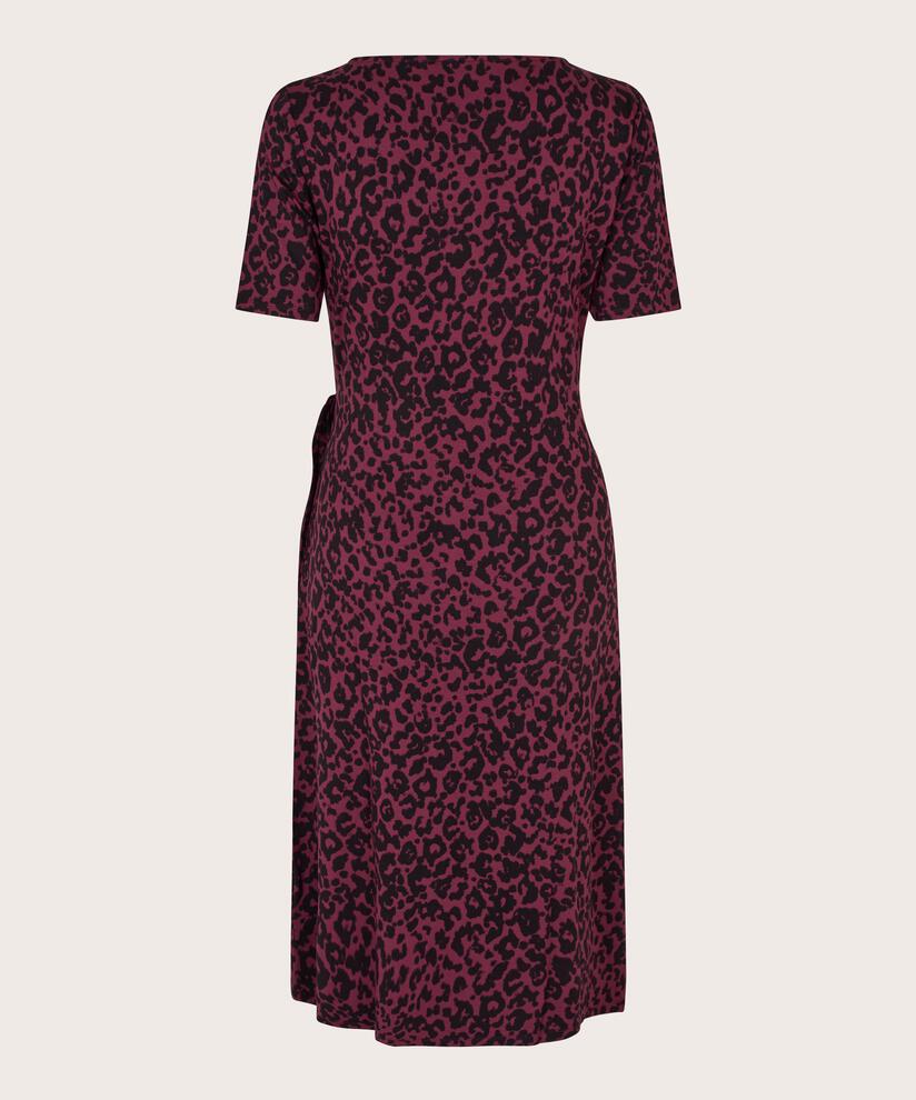 bedrucktes Jerseykleid mit Wickeleffekt, Tawny Port