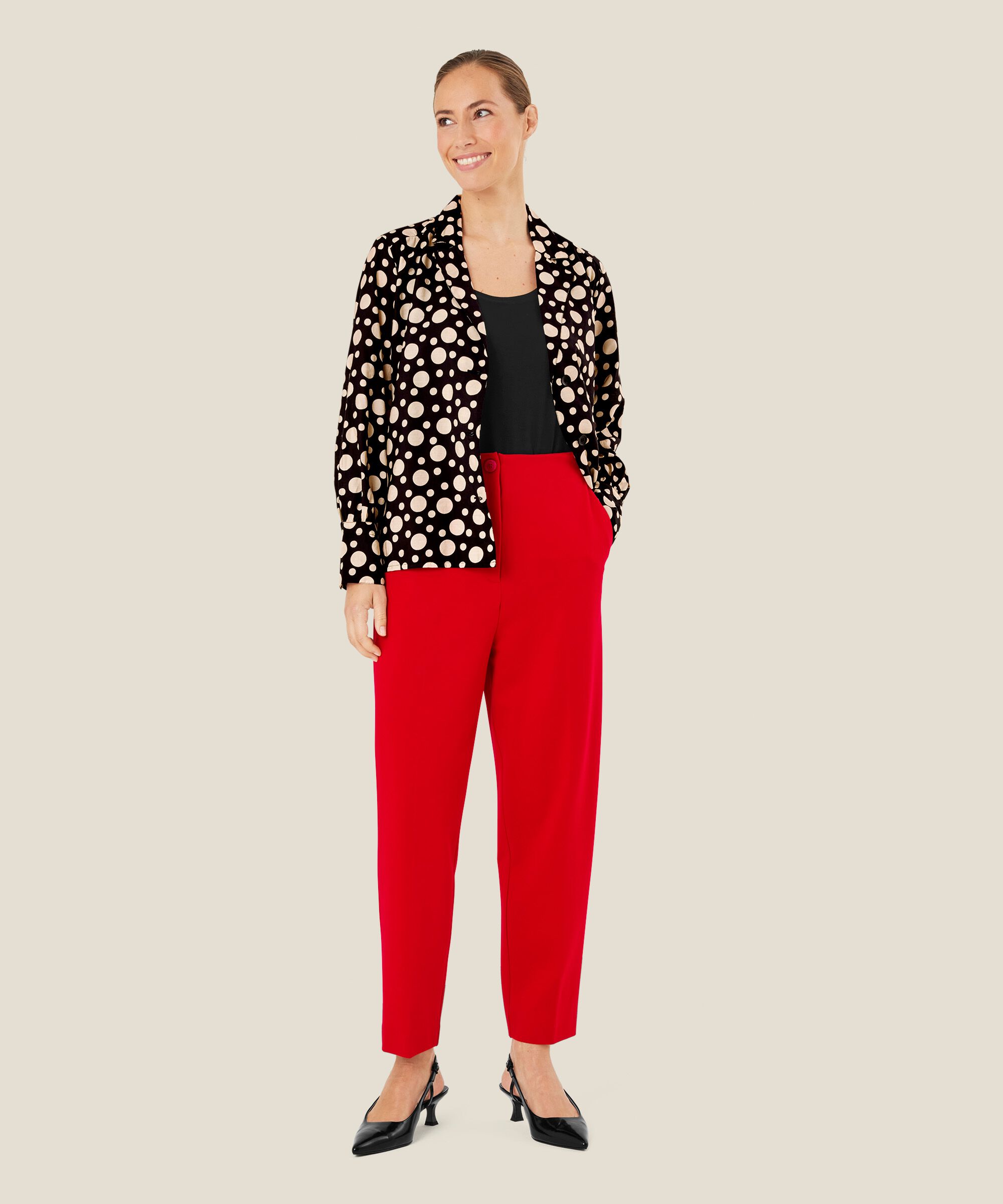 Gepunktete Hemdjacke aus Viskose, Black