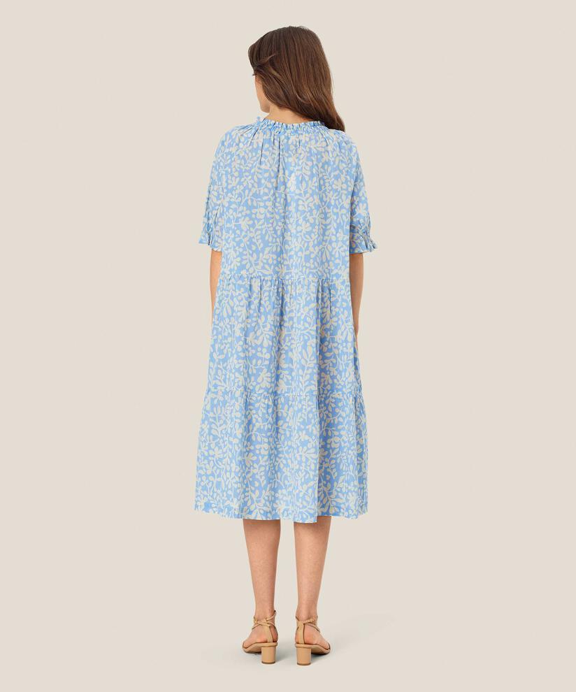 bedrucktes Baumwollkleid mit kurzen Ärmeln, Della Blue