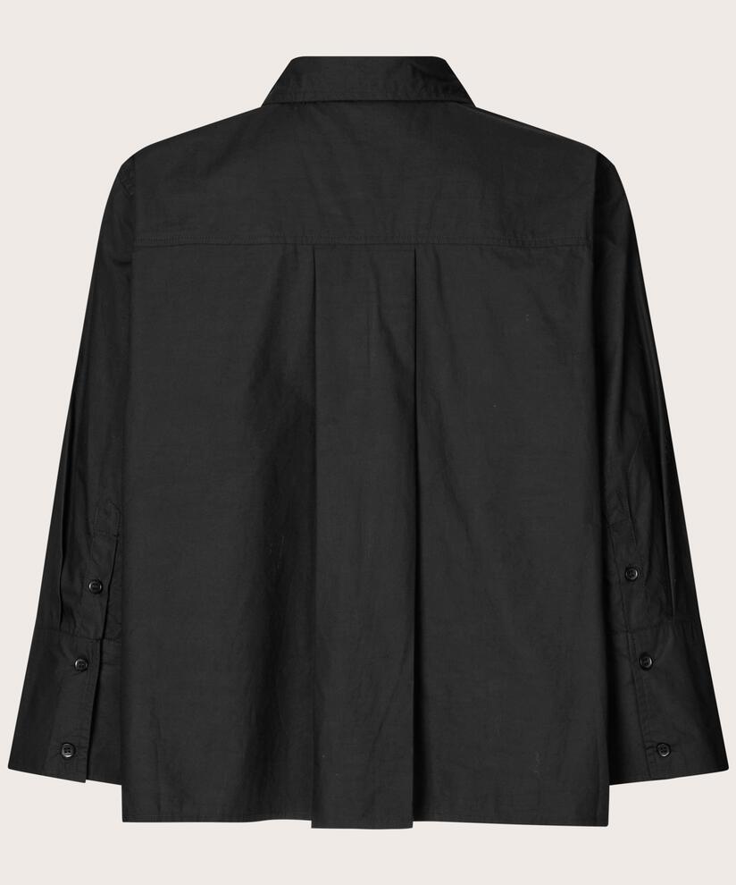 Baumwollshirt Mit 3/4 Ärmeln, Black