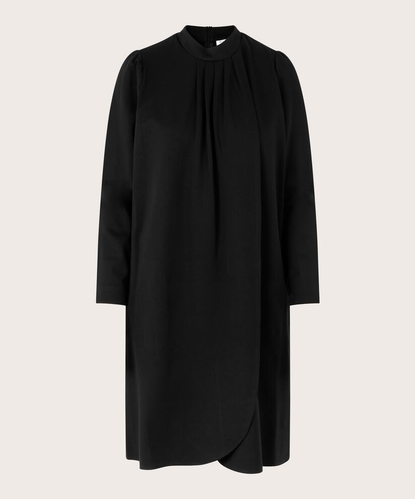 Jerseykleid mit Wickeleffekt und Drapierung, Black