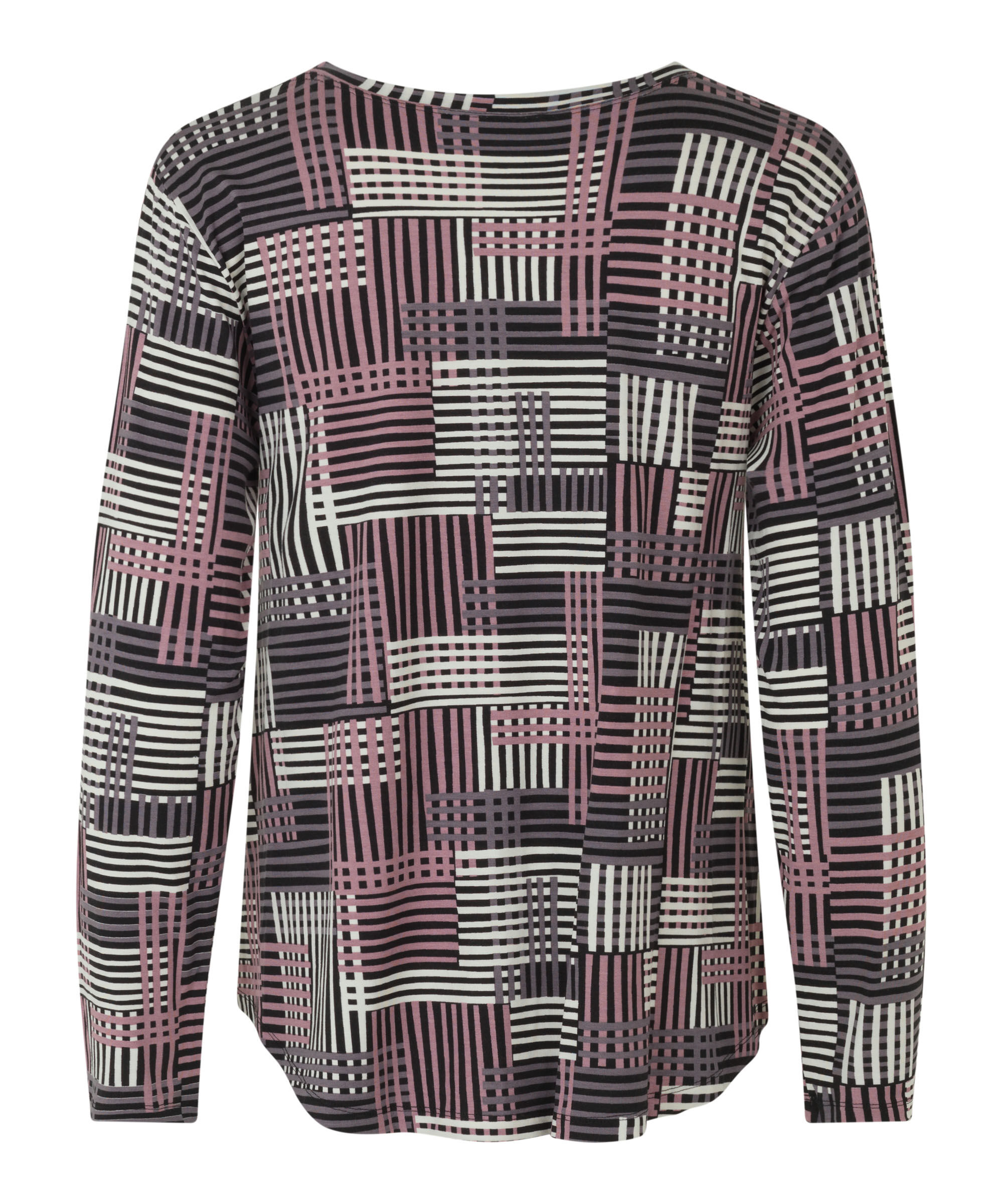 Bedrucktes Jersey-Top mit Rundhalsausschnitt, Dusky Orchid