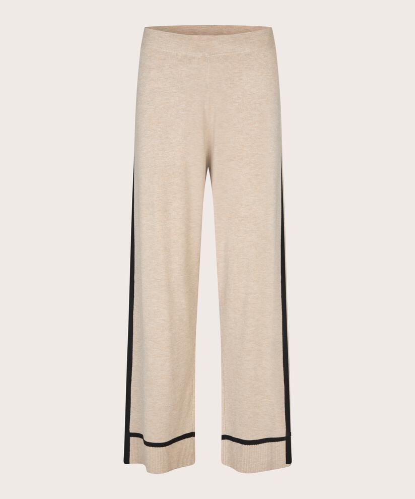 Feinstrickhose mit Kontraststreifen, L beige mel