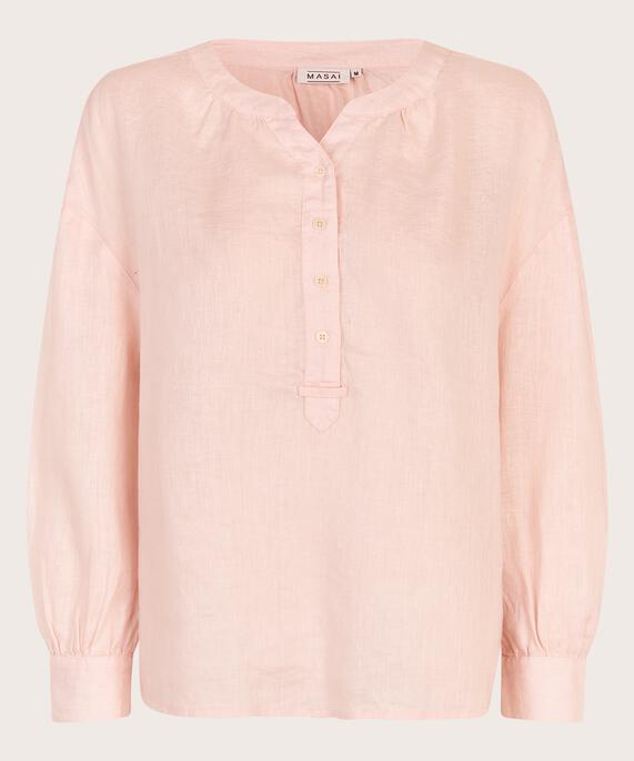 Leinenbluse mit Knopfleiste, Mauve Chalk