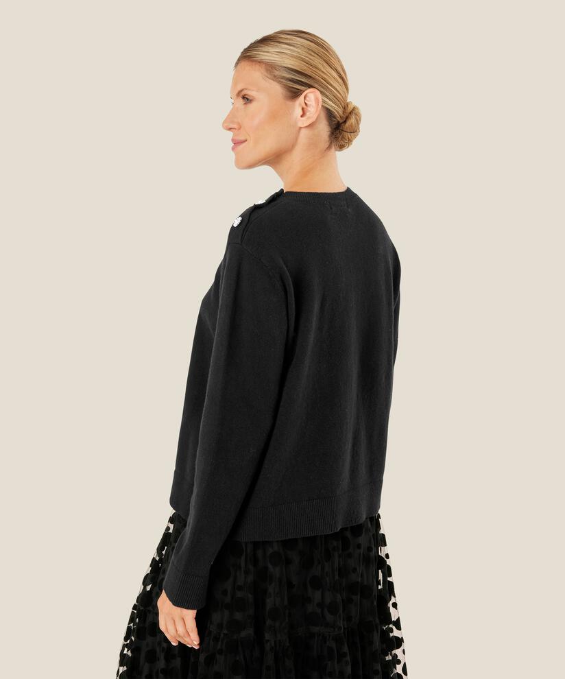 Strickpullover mit Simili-Knöpfen, Black