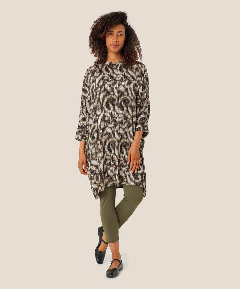 gemustertes Hemdblusenkleid aus Viskose, Sea Turtle