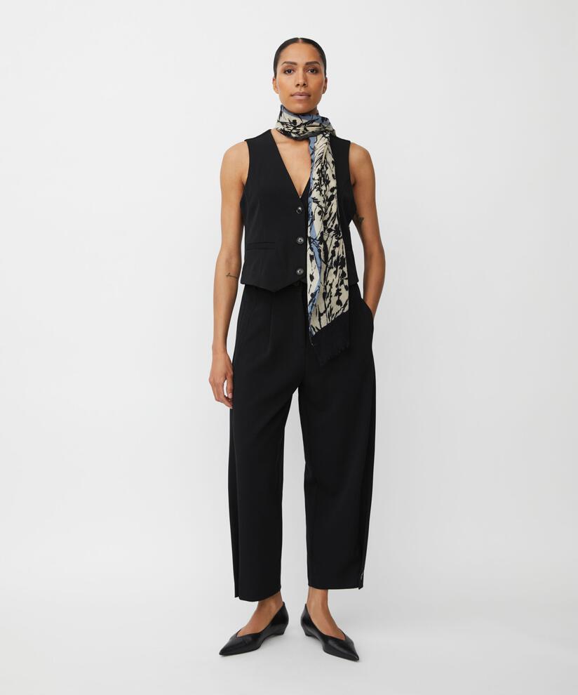 Wollschal mit Blumenmuster, Black