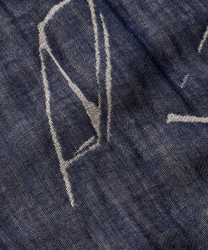 Bedruckter Schal aus Wollmischung, Navy Blazer