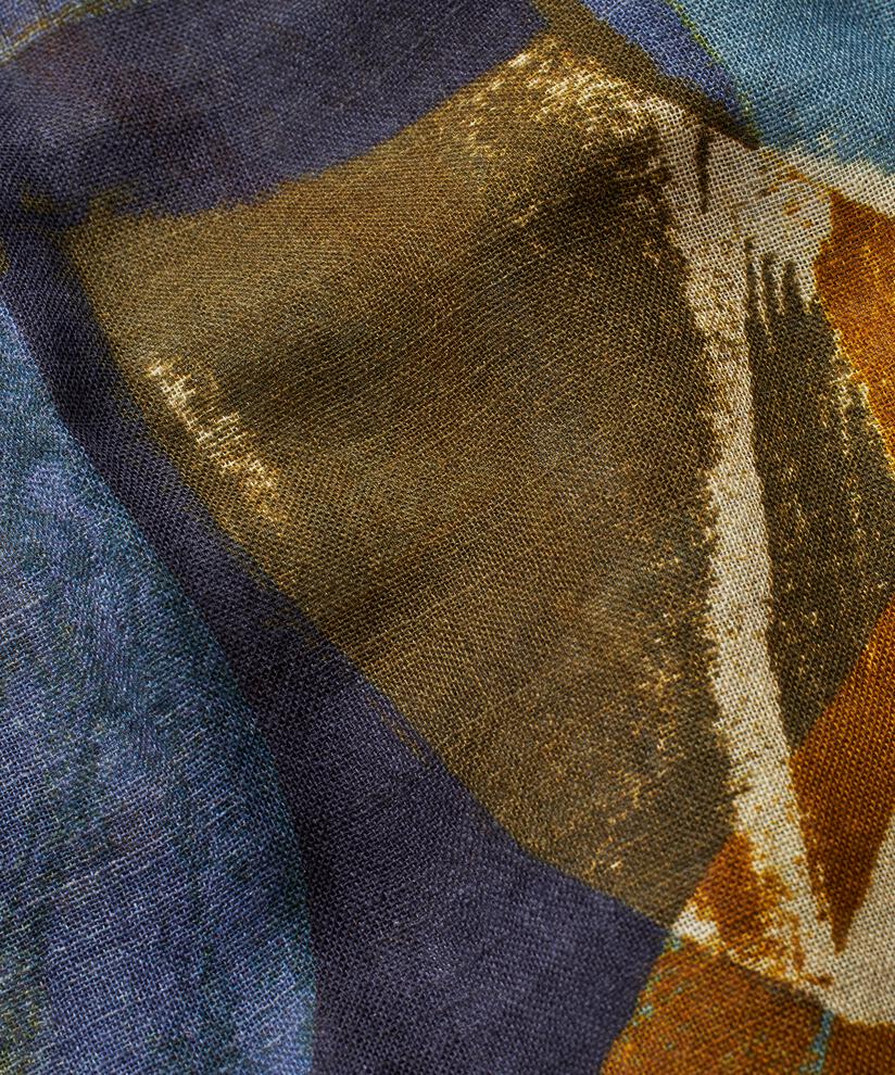bedruckter Schal aus Wollmischung, Bijou Blue