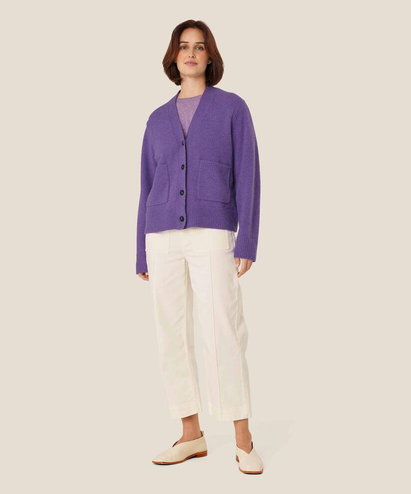 klassischer Cardigan aus Wollmischung, Meadow Violet