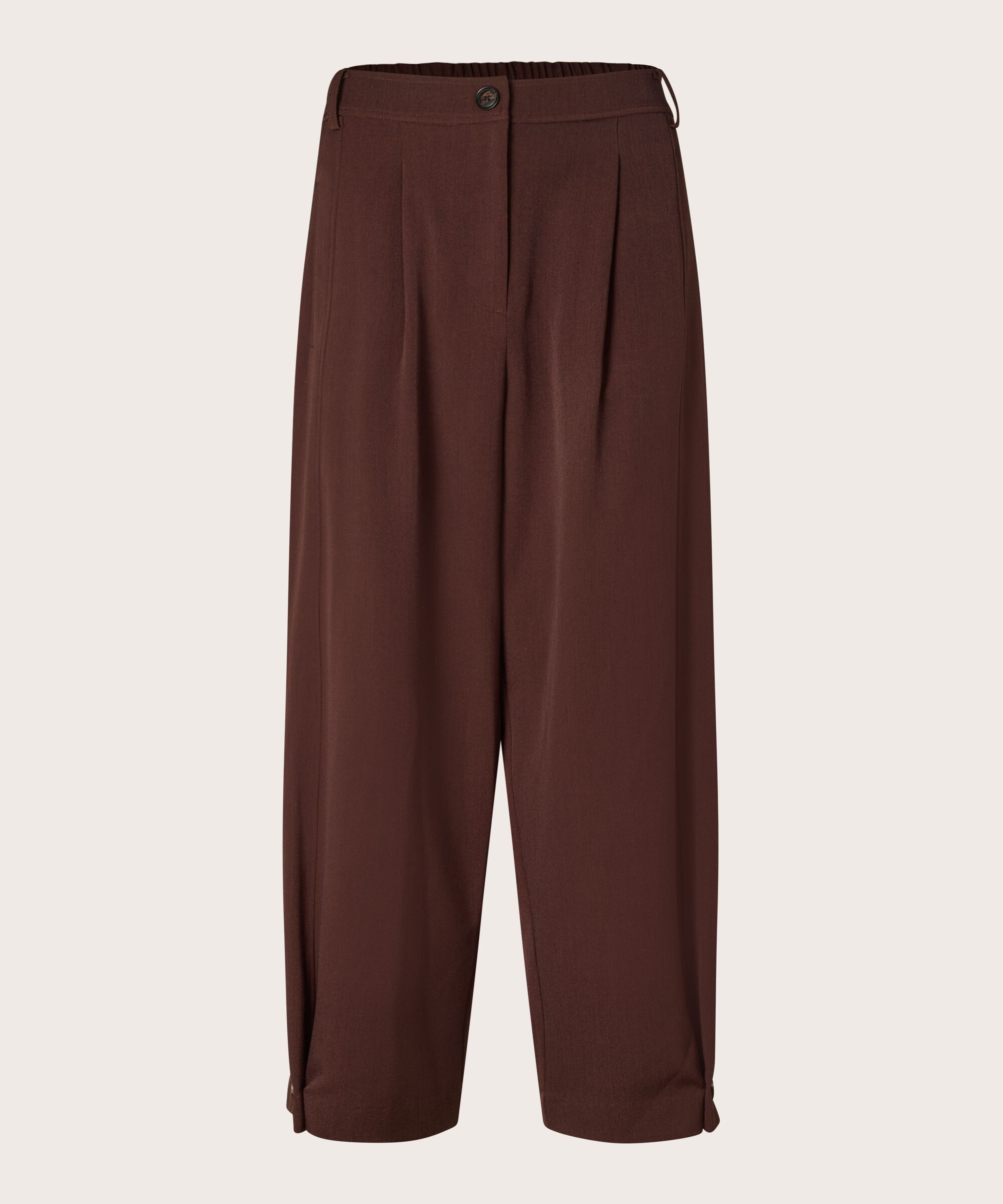 Gewebte Hose Mit Stretch Und Knopfdetail Am Bein, Sh. Chocolate