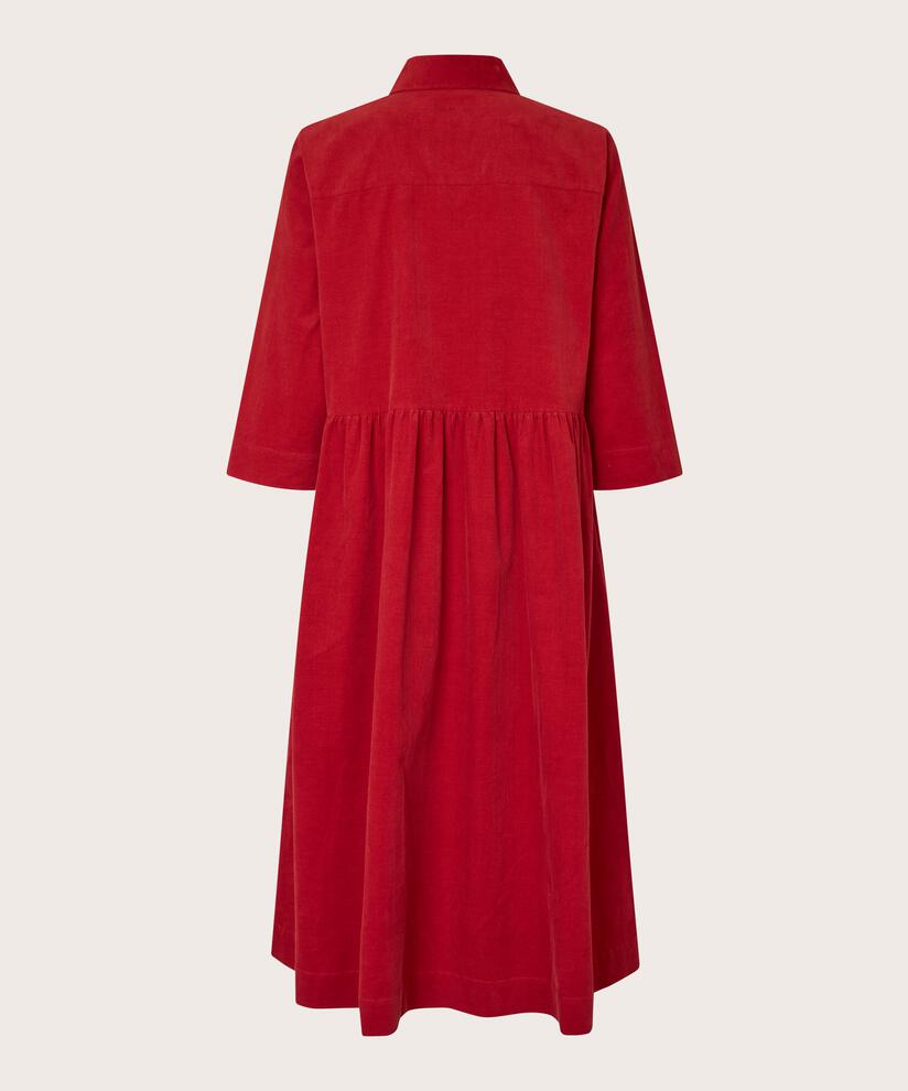 Samthemdkleid mit 3/4-Ärmeln, Red Dahlia