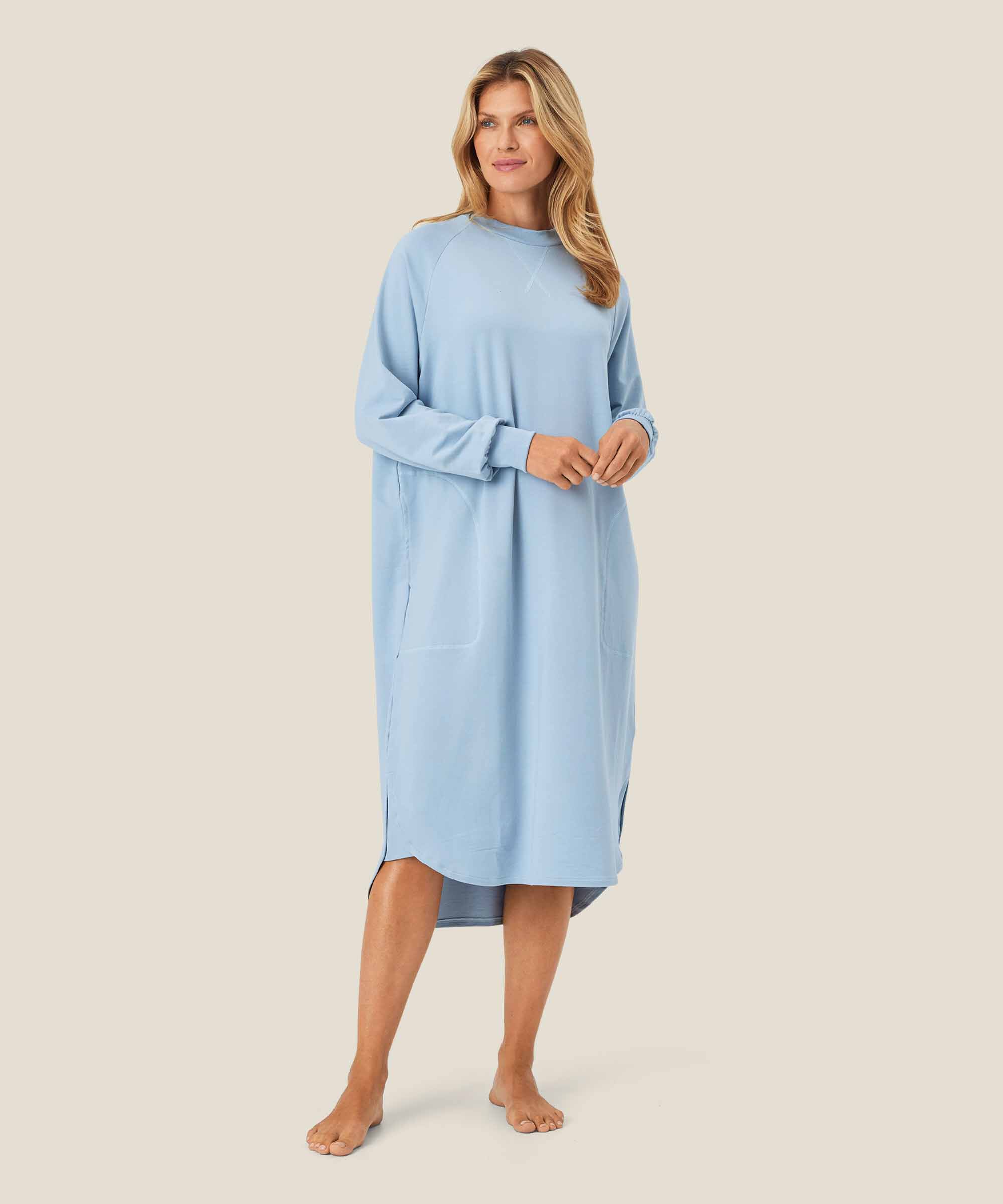 lässiges Jerseykleid mit Rund hals, Blue Fog