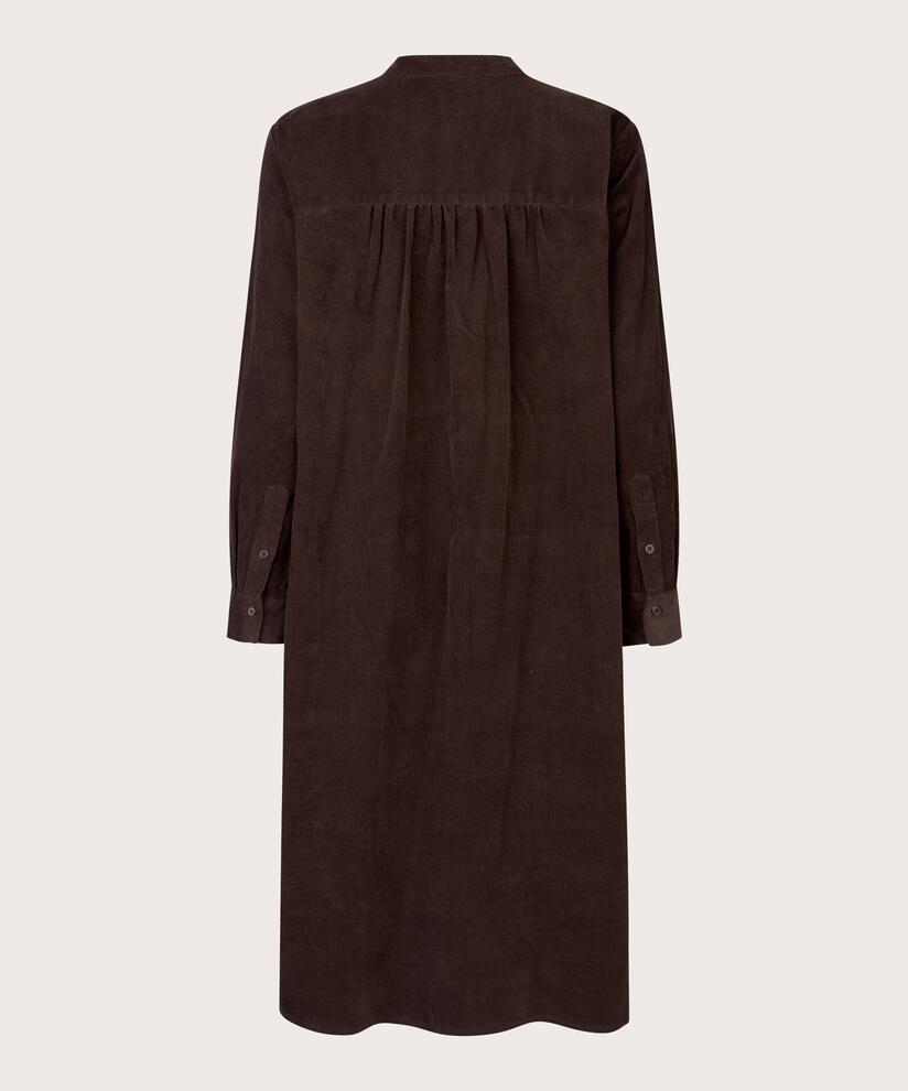 Hemdkleid aus Samt mit Eingrifftaschen, Coffee Bean