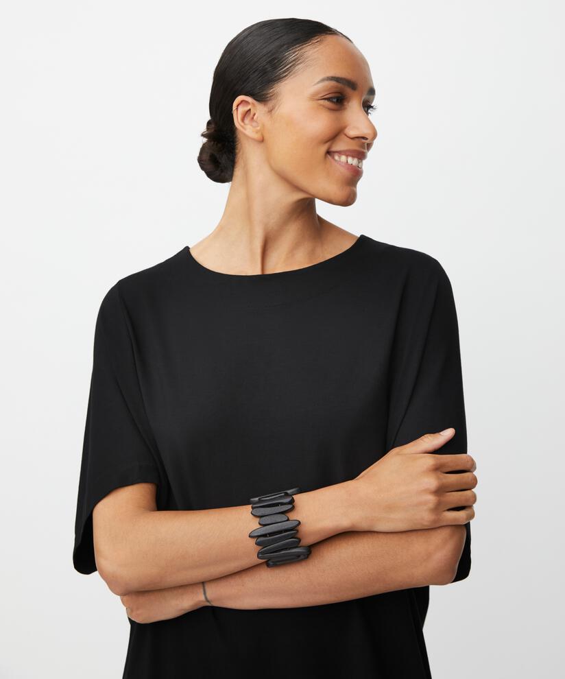 Jerseykleid mit 1/2-Arm und weitem Ausschnitt, Black