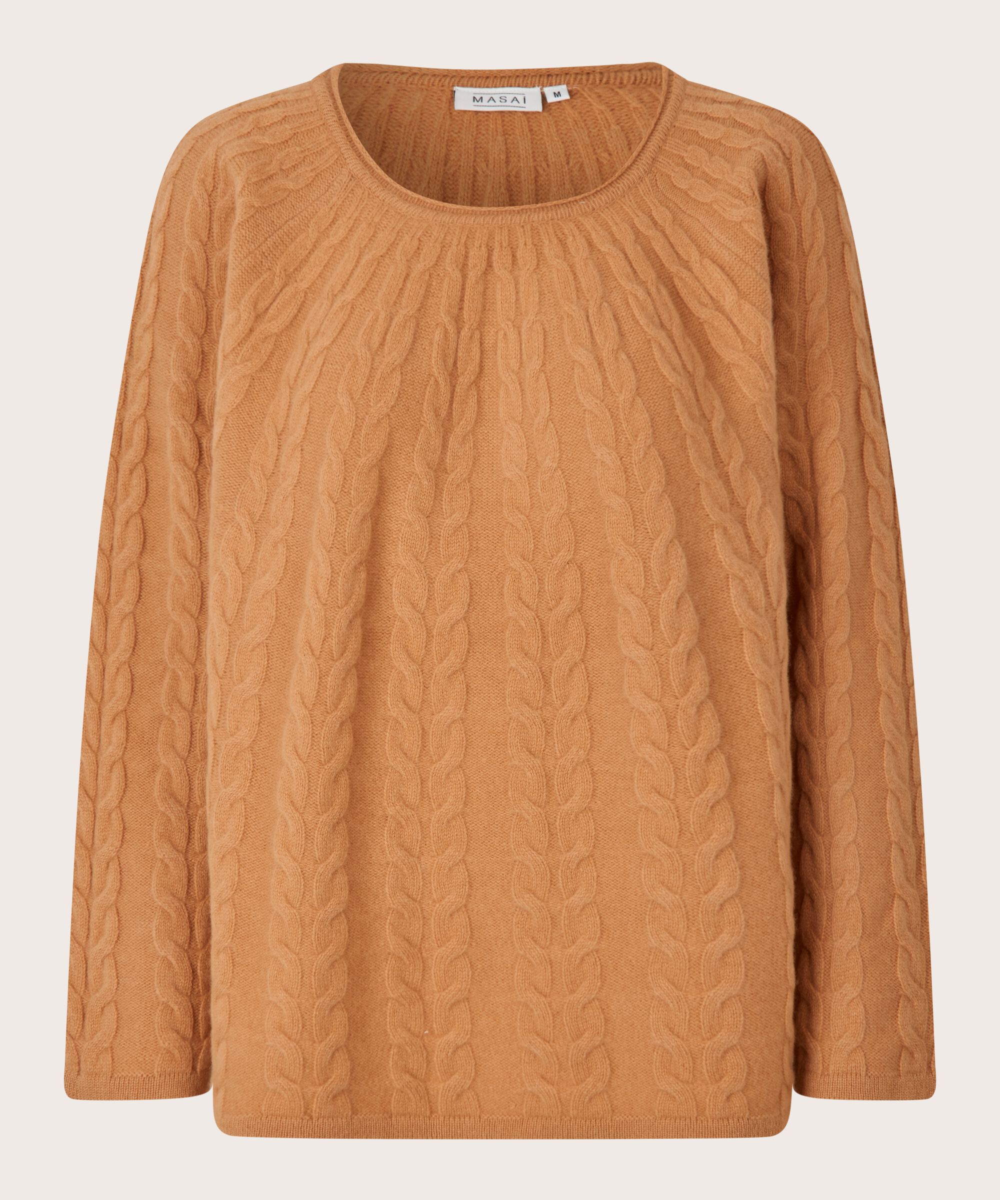 Pullover aus Wolle mit Zopfmuster, Bisquit