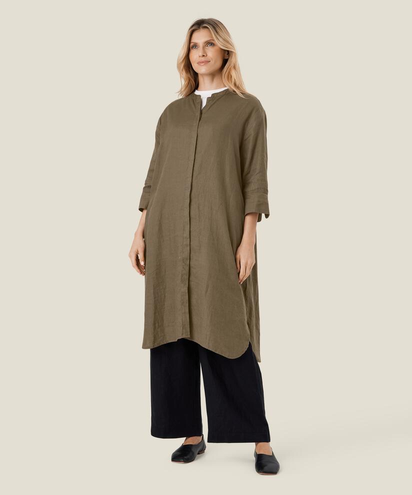 Hemdkleid aus Leinen mit Dreiviertelärmeln, Crocodile