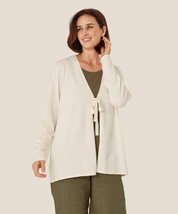 Feinstrick-Cardigan mit Bindeband, Jet Stream
