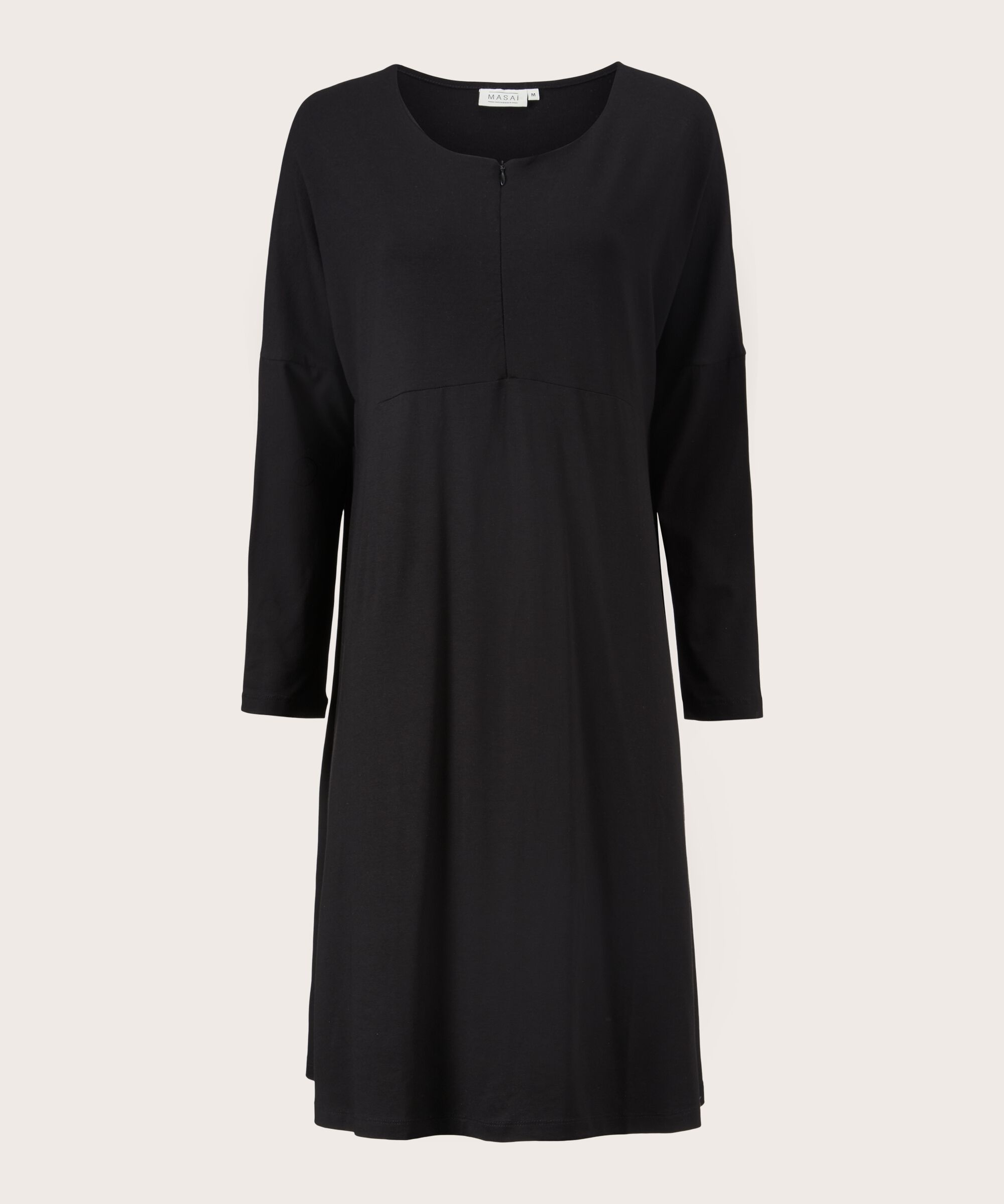 Jerseykleid mit Reißverschluss am Hals, Black