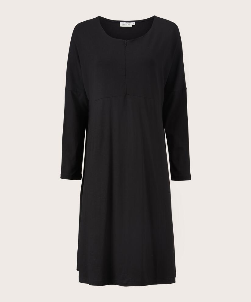 Jerseykleid mit Reißverschluss am Hals, Black