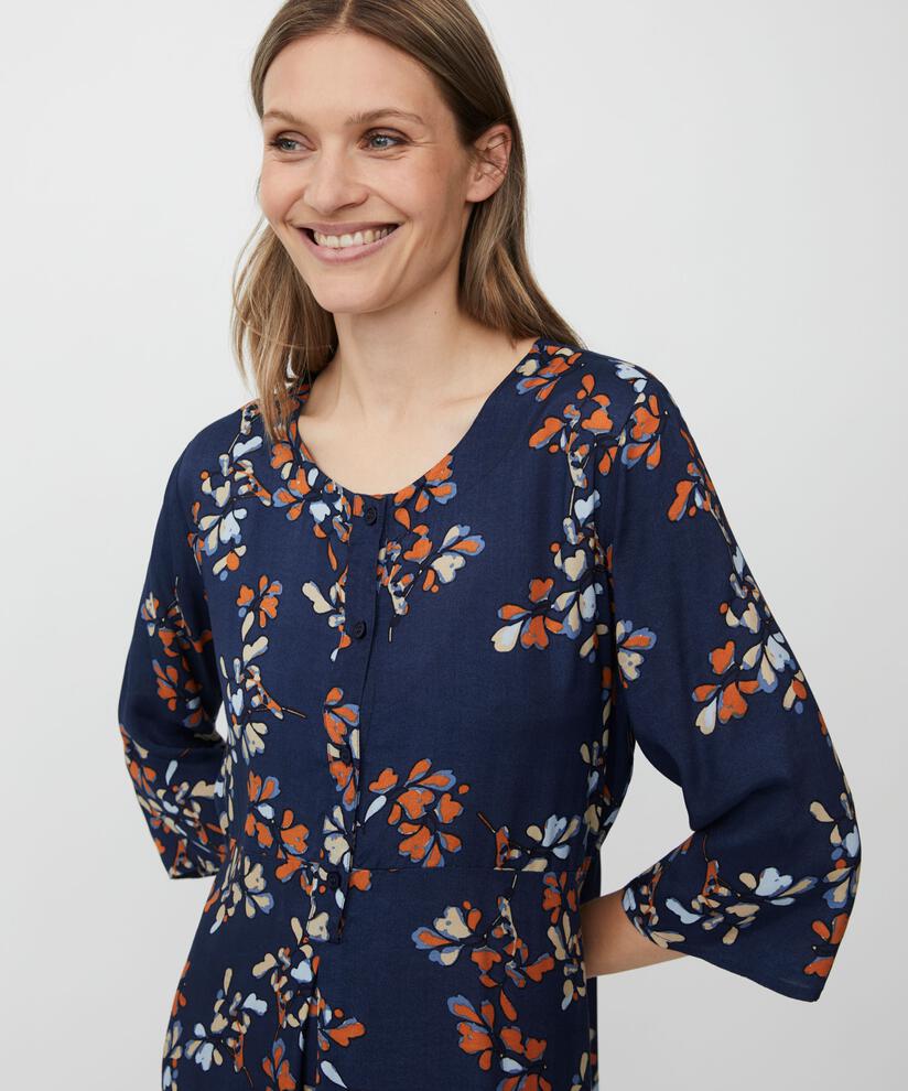 geblümtes Viskosekleid mit 3/4-Ärmeln, Autumnal