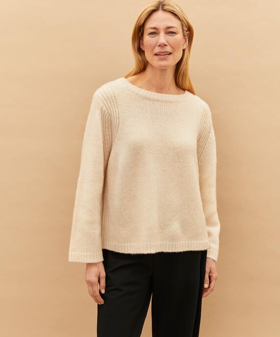 Strickpullover aus Wollmischung mit Bindebändern, Whitecap