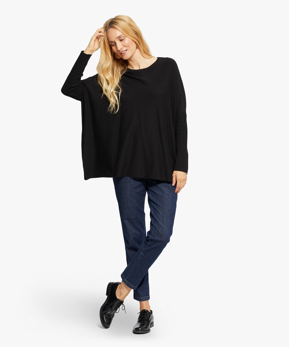 Oversize-pullover Mit Schmalen &Auml;rmeln, Black