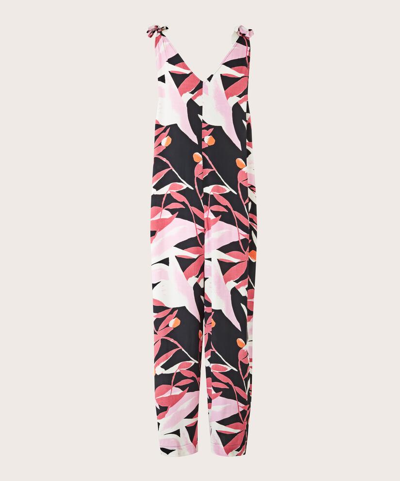Bedruckter Jumpsuit mit Bindebändern an den Schultern, Begonia Pink