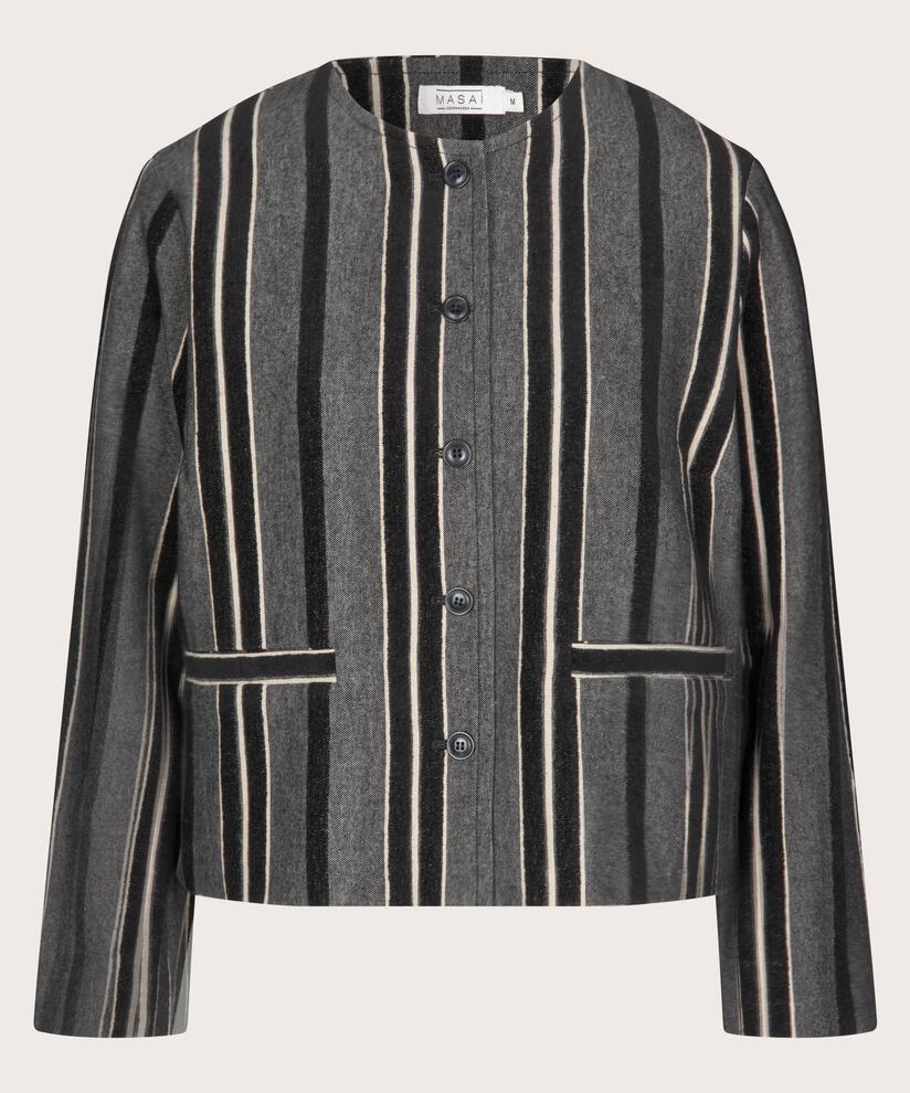 kurze gestreifte Jacke mit Futter, Black