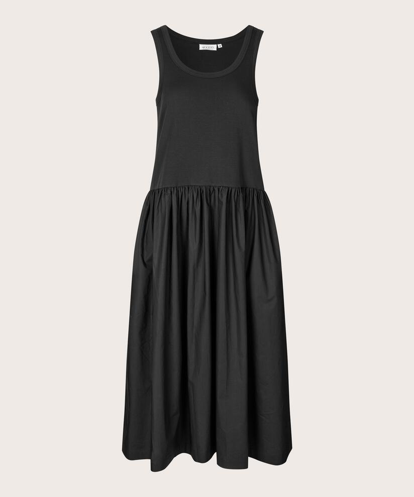 Jerseykleid mit Rock aus Baumwollpopeline, Black