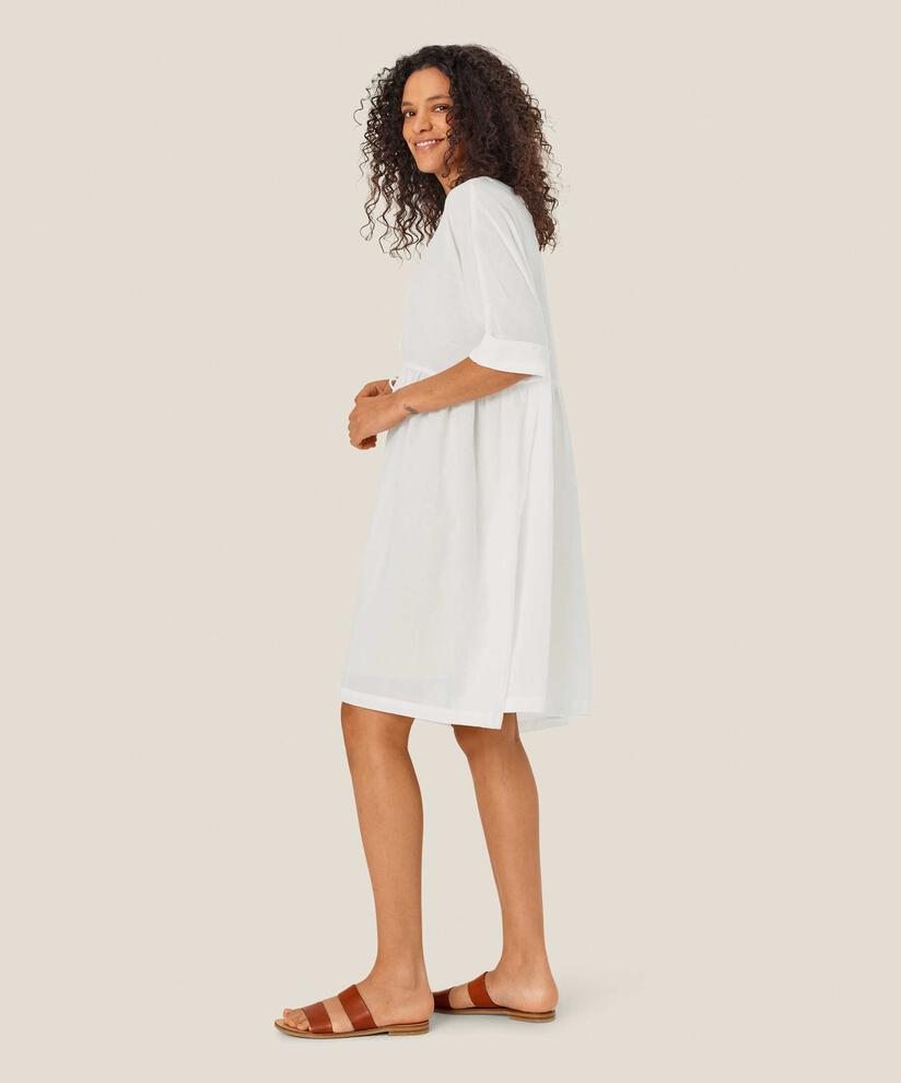 kurzärmliges Kleid aus leichter transparenter Baumwolle, White