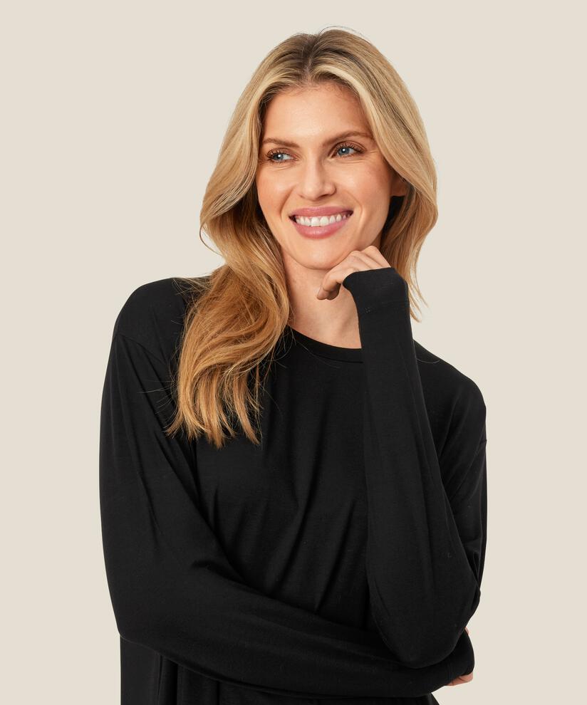 Jersey-Tunika mit langen Ärmeln, Black
