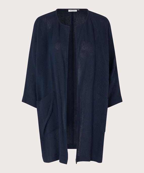 Lange Jacke Aus Bouclé, Navy