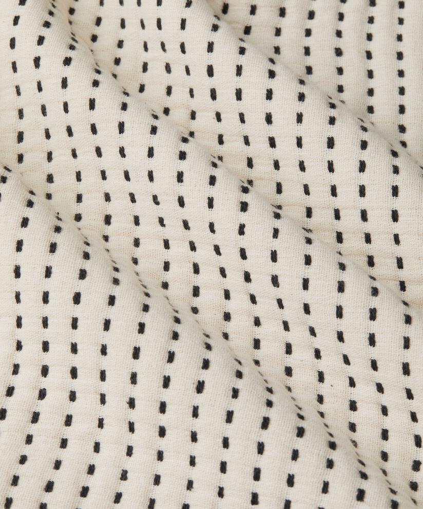 Baumwollbluse mit Kontrastnähten, Black