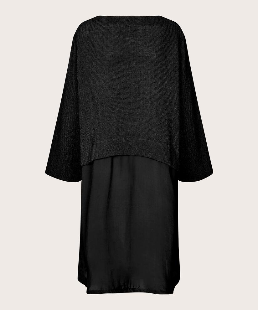 Kleid mit Bouclé-Oberteil und Viskose-Rock, Black