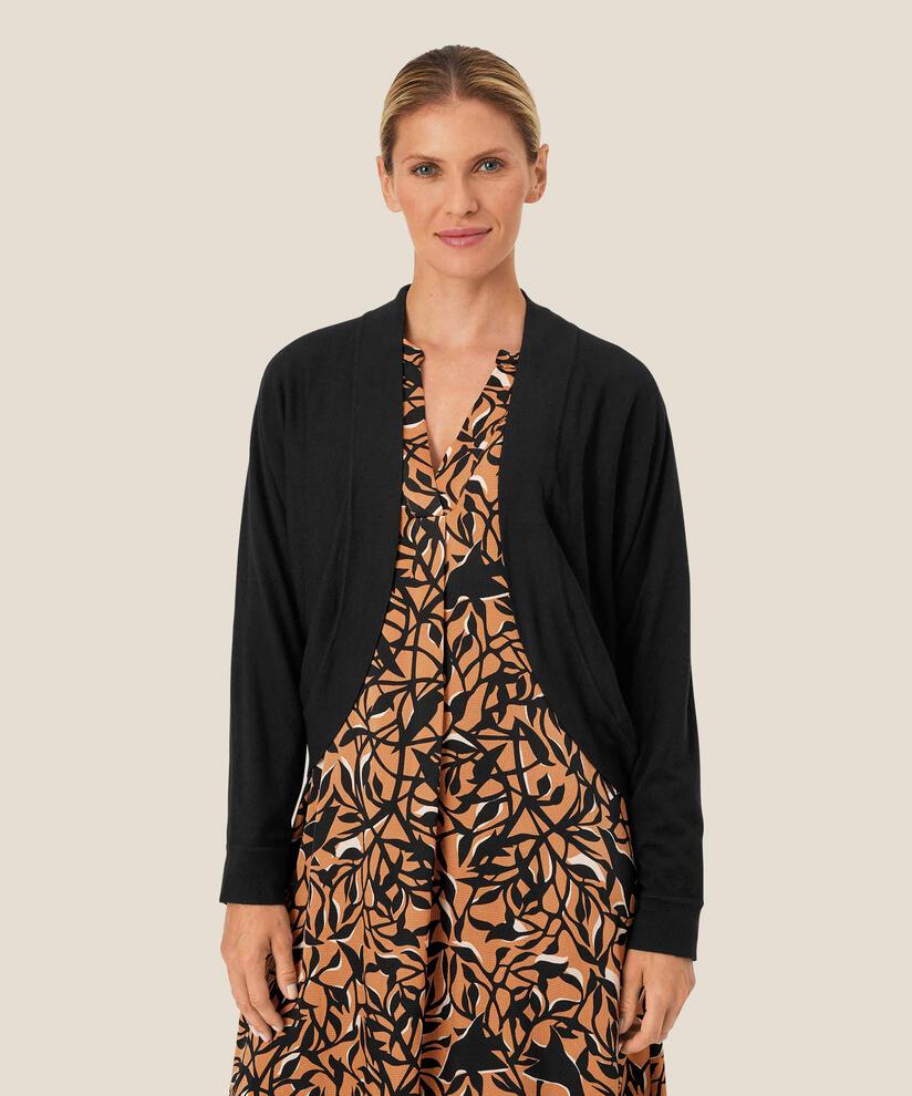 Feinstrick-Cardigan mit abgerundeter Vorderseite, Black